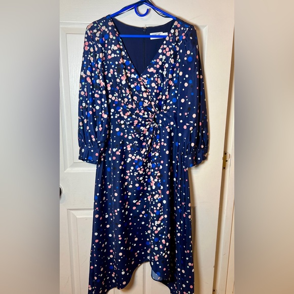 Eliza J Dresses & Skirts - Eliza J Navy Multicolor Polka Dot Dress